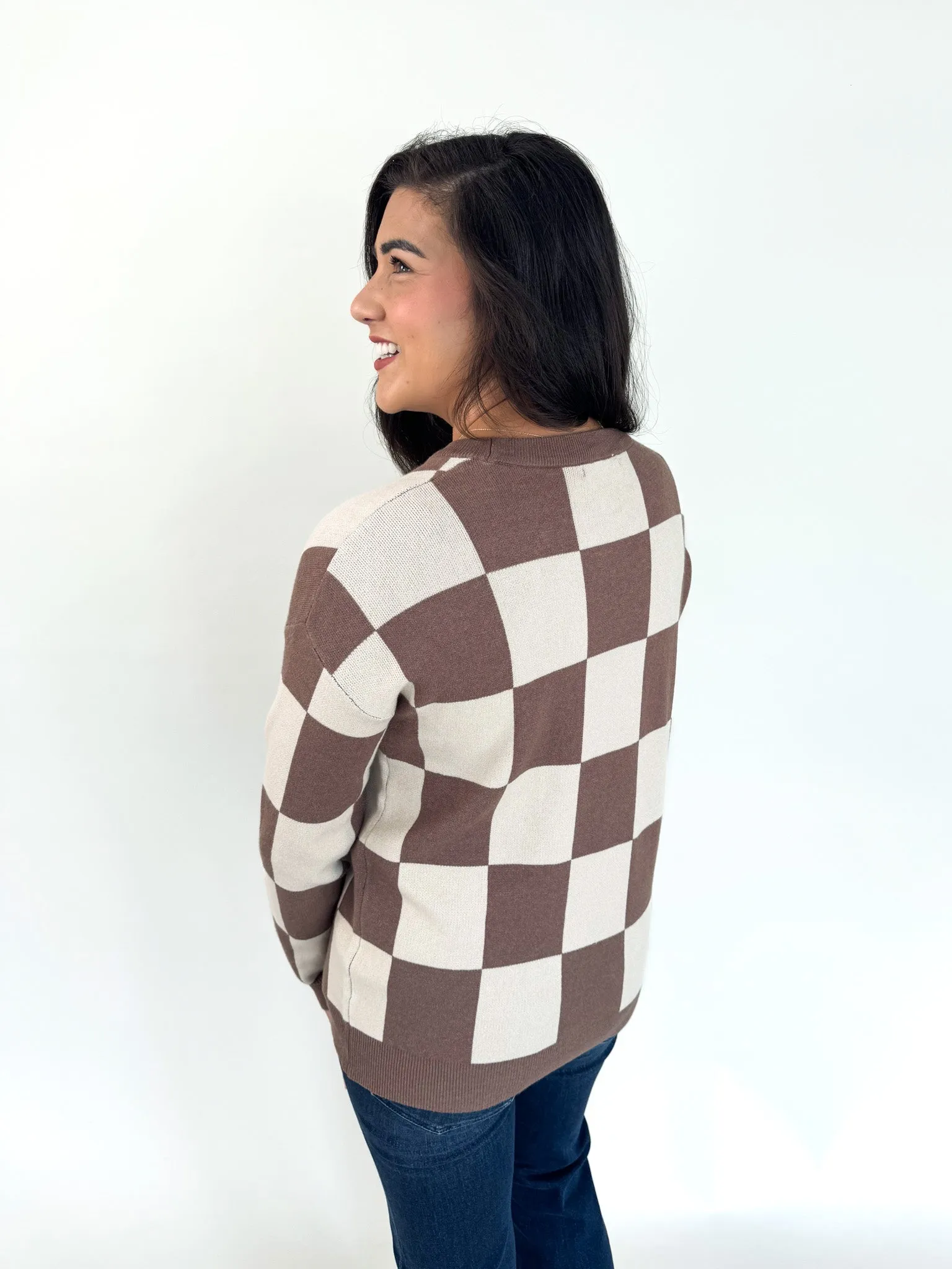 Makayla Checkerboard Oversized Sweater