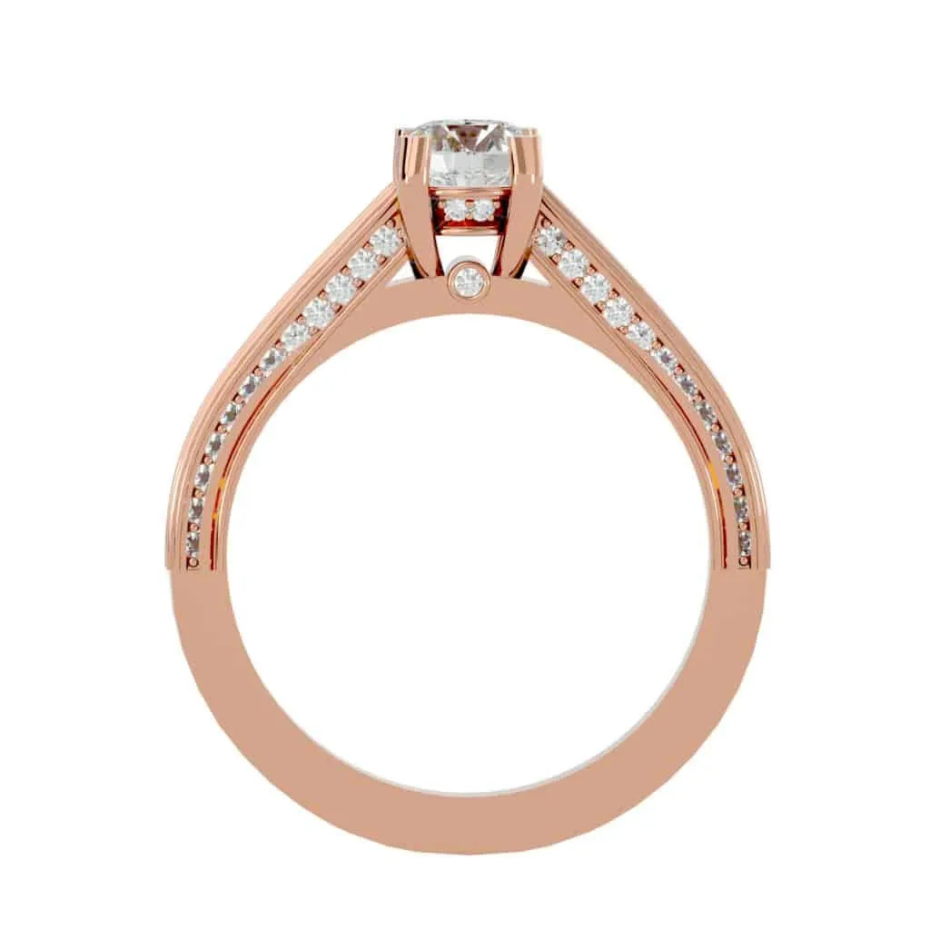 RX Solitaire Engagement Ring Railed Edge All Side Diamond Setting